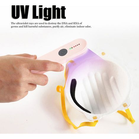 Lampe UV portable LED UVC USB pour éliminer les acariens à la maison (rose) (1/5)