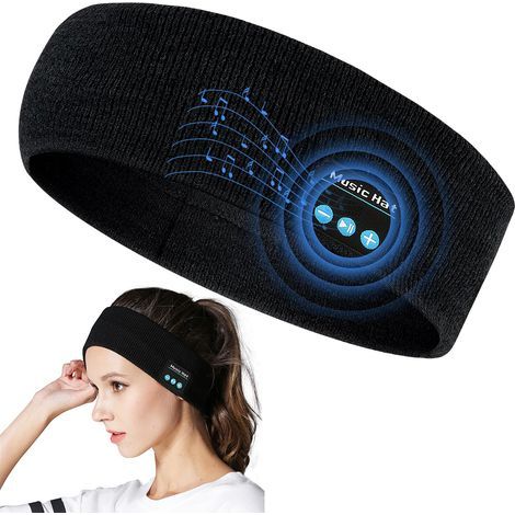 Bandeau Bluetooth Sport & Sommeil, Casque Audio sans Fil avec Tissu Respirant Anti Transpiration, Boutons de Réglage Latéraux, 6-10h Autonomie, HD Stéréo, pour Dormir, Yoga, Méditation, Running (1/5)