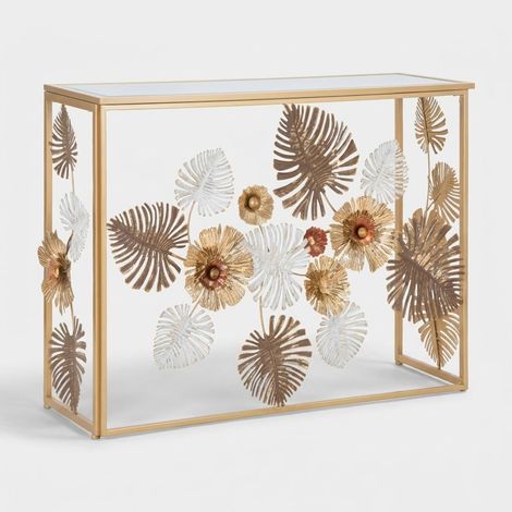 Consola de metal con tablero de espejo Glam Floris (1/5)
