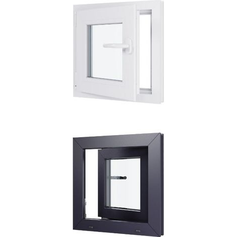 Finestra in PVC - Triplo vetro - Bicolore - Bianco e grigio - 800 mmx800 mm cm (1/5)