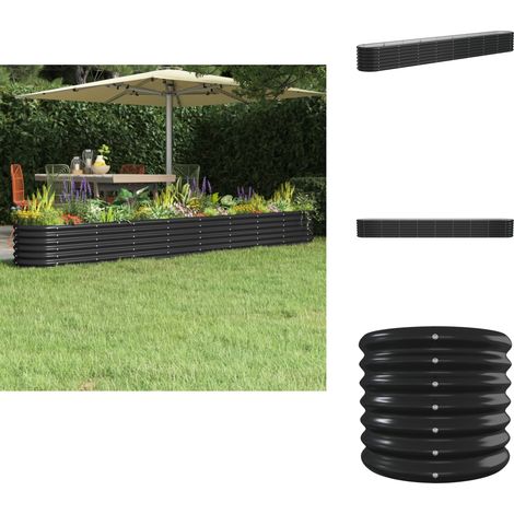 Lit surélevé de jardin Acier enduit de poudre Anthracite - Jardiniere Surélevée - Bac À Fleurs - Pot De Fleurs Extérieur - Décoration Jardin - Plante Extérieure (1/5)