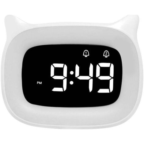 Adjustable Digital Alarm Clock, Memory Function, Warm Light for Home and Office, 5 Brightness Levels with 18 Music Sounds, White XXW (1/4)