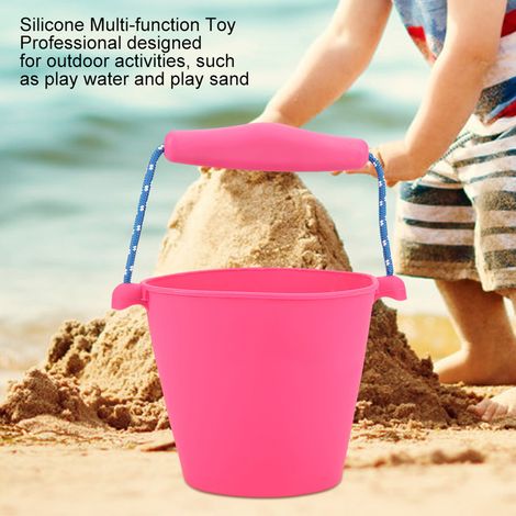 Seau de bain pliable en silicone pour bébé, jouet de bain portatif (rose rouge) (1/5)