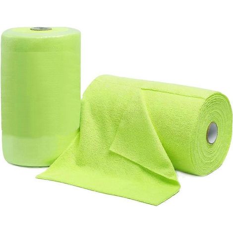 Rouleau de chiffons de nettoyage en microfibre, serviettes en microfibre réutilisables et détachables, chiffons ultra-absorbants lavables, lot de 2 rouleaux verts (1/5)