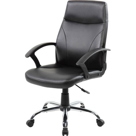 Dmora - Silla de oficina Dgliozz, Silla ejecutiva con reposabrazos, Silla de oficina ergonómica, Negro, 60x59h100/110 cm (1/3)