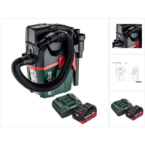 Metabo AS 18 L PC Aspirador compacto sin cable 18 V 6 l IPX4 clase de polvo L en seco y húmedo + 1x batería recargable 5,5 Ah + cargador (1/5)