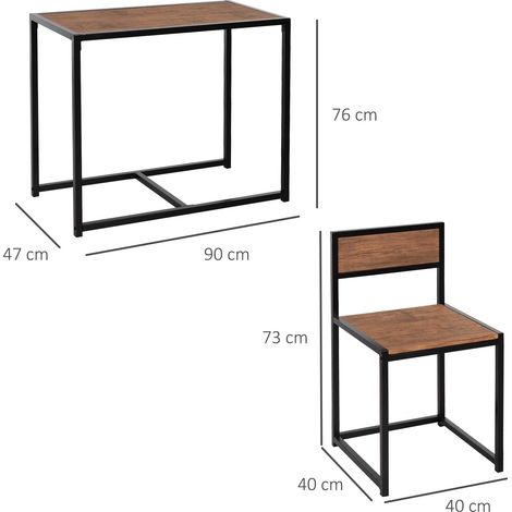 Ensemble table haute 3 pièces, comprenant 2 chaises et 1 table haute (90 cm x 47 cm x 76 cm), marron et noir. (1/5)