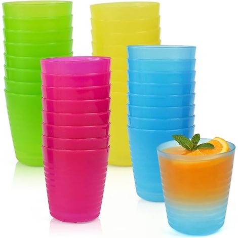 Gobelet Jus de Fruit Réutilisable, Verre Cocktail Incassable 250 ml, Fête Transparent, Anniversaire Multicolore Empilable, pour Maison Restaurant Pique-Nique (1/5)