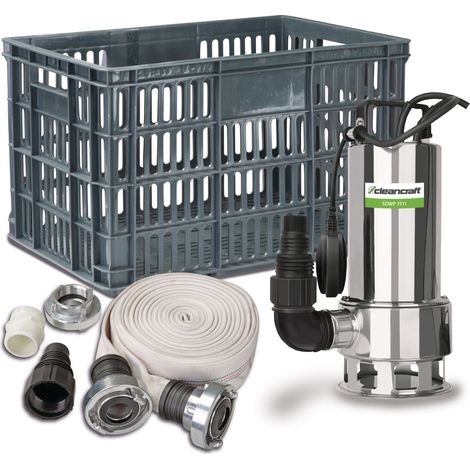 Pompe submersible pour eaux chargées - kit d'inondation - capacité de 11.400 l/h - 0,75 kW 230 V Cleancraft SDWP 7511 FLOOD SET