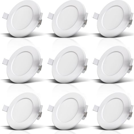 Einbauspot 100mm 9er Set - 230V, 6W, 450lm, LED, IP44, warmweiß, weiß
