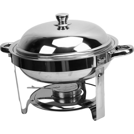 Ensemble de buffet de réchauds 6L, chauffe-plat rond en acier inoxydable avec poêle à alcool amovible pour fêtes, mariages, restauration