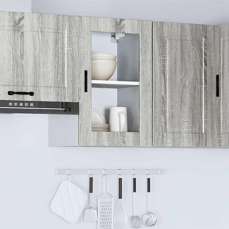 Pensile da Cucina Mobile pensile con Porta in Vetro Porto Grigio Sonoma (1/5)
