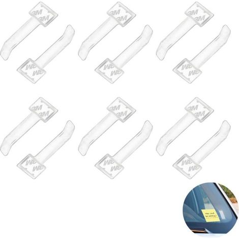 Support Adhésif pour Tickets de Stationnement - Lot de 12 Clips Transparent en Plastique avec Coussinets Auto-Adhésifs Idéal Pare-Brise -ULISEM (1/5)
