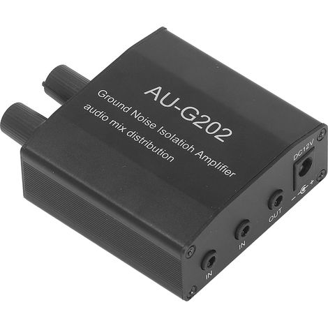 Préamplificateur de signal audio stéréo 2 entrées/2 sorties, répartiteur de mixage audio avec câbles, alimentation 12 V CC (1/5)