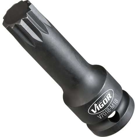 VIGOR Schlagschrauber Schraubendrehereinsatz, 1/2 (12,5 mm) Vierkant hohl, Innen Vielzahn Profil XZN, SW M18 (1/2)