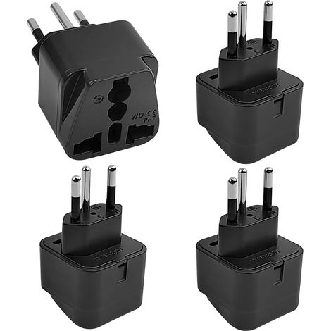 4 Pièces Adaptateur Voyage Prise Suisse, Adaptateur Universelle Suisse Type-J, Adaptateur de Prise Europe vers Suisse, Prise Australie/Italie/Chine vers Suisse 3 Broches Noir (1/5)