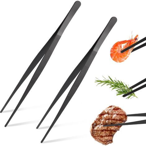2 Stück lange Kochzange aus Edelstahl, professionelle Küchenzange aus Edelstahl, Kochzange, Grillzange, zum Kochen, Grillen und Backen, Familien, Kochen, Küchenutensilien