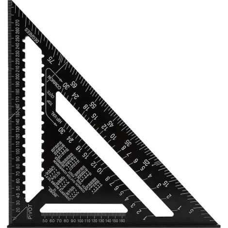 Promotion Professionelles metrisches Dreiecksquadrat, 30 cm/300 mm hochpräzises Zimmermannsquadrat, Zimmermannswinkellineal aus Aluminiumlegierung, Holzmesswerkzeug, Geschwindigkeitsquadrat, Schwarz
