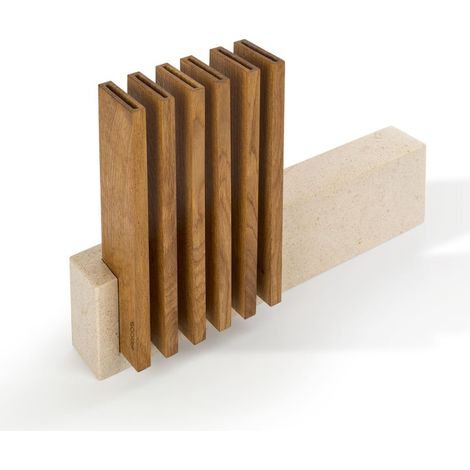 ArchettoSupporto di Petra Knives - Realizzato di calcare e legno - 28x36x7 cm - Capacità 6 coltelli (COLTELLI NON INCLUSI)