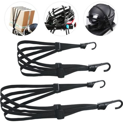 2er Set Gepäckspanngurte mit Haken, 60-170cm verstellbar, für Fahrrad & Motorrad (1/5)