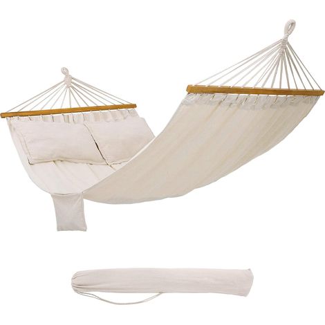 Songmics – Hamac de jardin 210 x 150 cm avec 2 oreillers – Charge maximale 300 kg – 70% coton et 30% polyester – GDC22M01