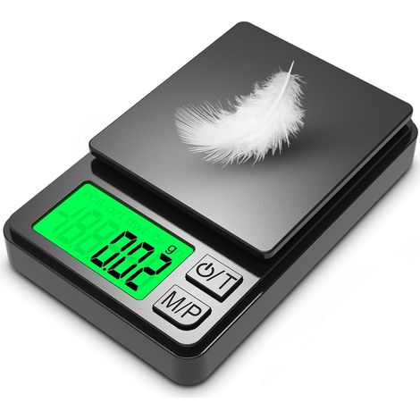 Portable digital pocket scale 1000g x 0.01g, gram-accurate precision scale for jewelry, automatic shut-off, backlit LCD screen, for food, cooking, and coffee. (1/5)