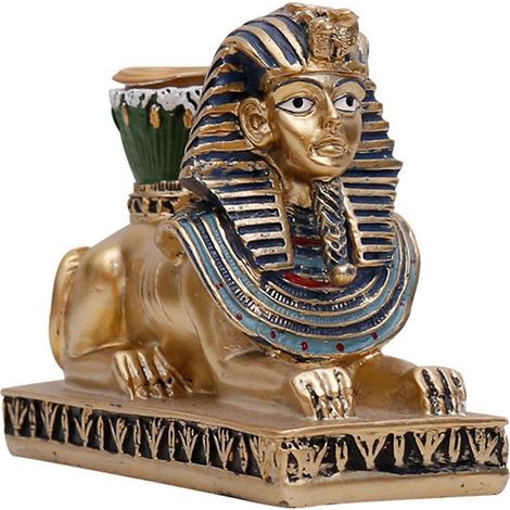 Candle Holder For Wick Candle Egyptian Pharaoh Candlestick Resin Statue Housewarming Gifts (1/4)