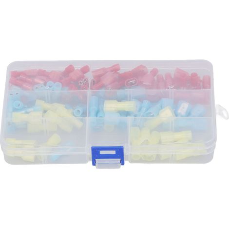 Connecteurs électriques 100 pièces, cosses plates mâle femelle nylon, bornes à sertir rapides déconnexion, kit assortiment froid pressé (1/5)