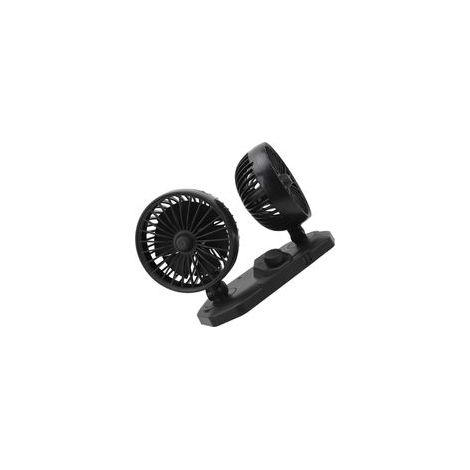 Ventilateur de voiture à double tête, 2 vitesses réglables, flux d'air puissant, rotation à 360°, faible bruit, double interface USB, 12 V (1/5)