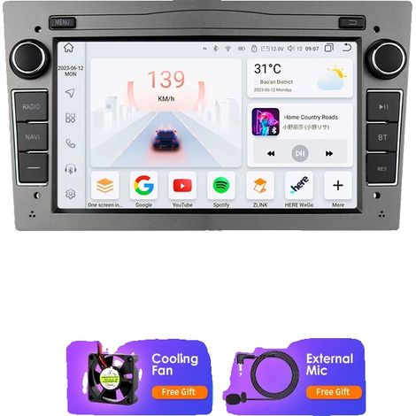 Autoradio, connettività smart integrata, supporto multimediale, compatibile con Opel Astra H G J Zafira B Corsa C D Antara Vectra Vivaro, S8 (8 core 8 GB 128 GB) Grigio (1/2)