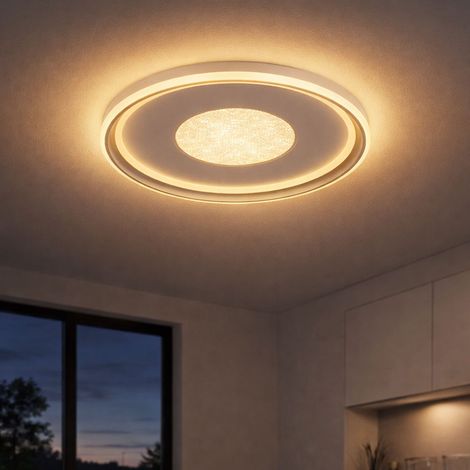 Plafoniera LED telecomando plafoniera dimmerabile effetto 3D luce soggiorno bianco, CCT, 60W 630-6100Lm bianco caldo-bianco freddo, DxH 59x6,5 cm