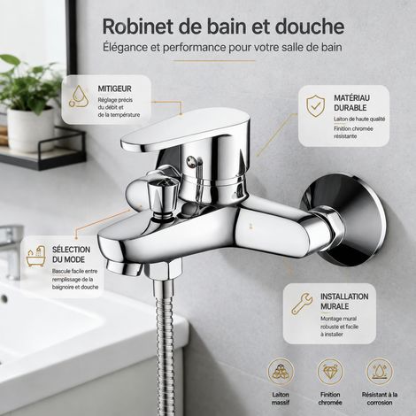 Mitigeur de douche mural en cuivre épaissi modèle de luxe réf 1710 25 × 15 × 15 cm 1,5 kg – Livraison gratuite