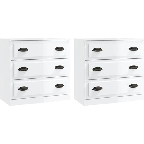 Aparador buffet cómoda mueble almacenaje organizador cocina salón salón juego de 2 madera contrachapada blanco brillante 020036719