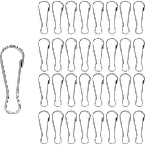 Lot de 100 crochets à ressort en métal nickelé pour trousseau de clés, corde à linge, barre de drapeau