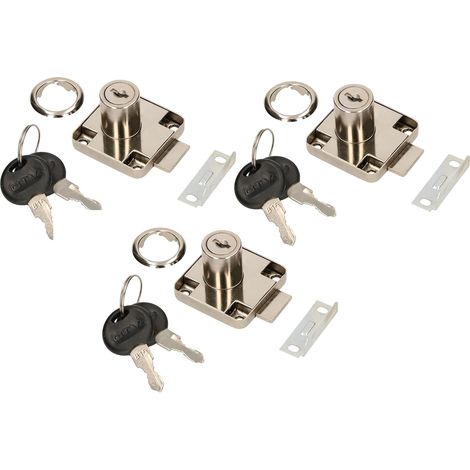 KOTARBAU Lot de 3 serrures de meuble 40 x 40 mm à visser pour portes de meubles et tiroirs (1/5)