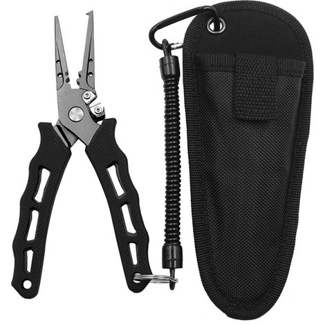 (Noir) Pince coupante pour ligne de pêche en mer en aluminium de 6,5 po (1/2)