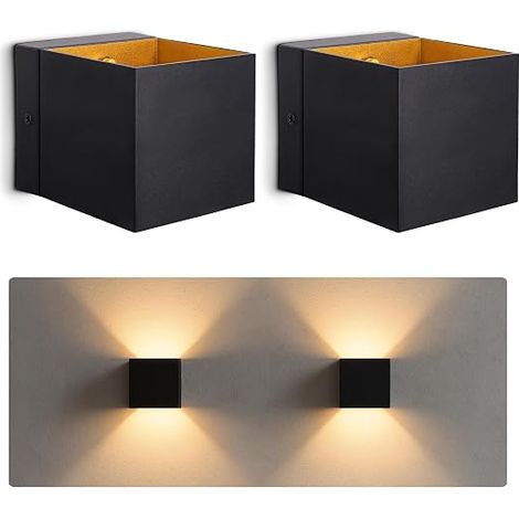 Set of 2 Black and Gold Indoor Wall Lights Wall Lamp with G9 Socket Up (1/5)