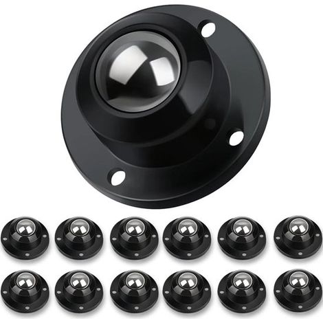 Ruote autoadesive，Set da 12，Cuscinetti a sfera per mobili，Ruote girevoli a 360 gradi，Ruote per mobili con cuscinetti a sfera，Nero (1/5)
