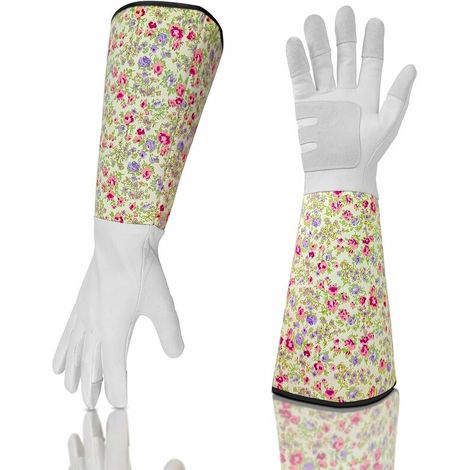 Gants de Jardinage pour Femme/Homme - Gants de Travail en Peau de Chèvre,Longs et Résistants,Gants avec Protection Avant-bras pour le Jardinage,Plantes,Fleurs -Rose (1/5)
