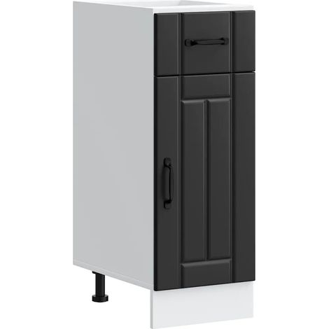 Armoire de cuisine Lucca pratique avec porte et pieds réglables 30 x 46 x 81,5 cm en bois d'ingénierie noir (1/5)