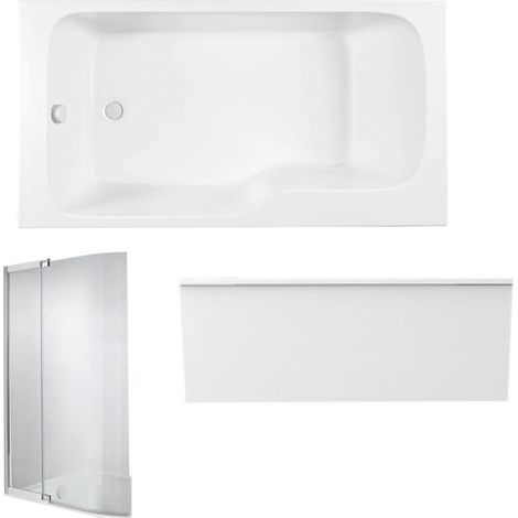 Baignoire bain douche JACOB DELAFON Malice antidérapante + tablier niche + pare bain 160 x 85 gauche (1/5)