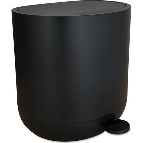 Poubelle, 7 litres, fermeture douce, pédale, seau intérieur amovible, poubelle cosmétique, noir (1/5)