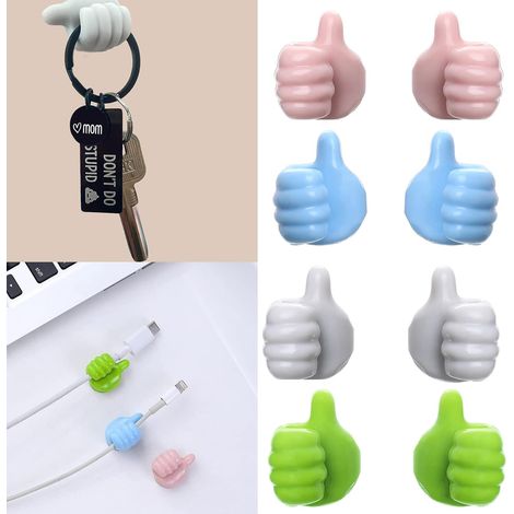 Filiyano – câble auto-adhésifs multifonctionnels pour – Lot de 8 crochets muraux créatifs en silicone pour pouce - Clips de câble auto-adhésifs (1/5)
