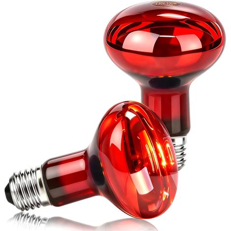 Lot de 2 E27 100W Ampoules Infrarouge Chauffante, R80 In-frarouge Ampoule Chauffante, AC 220-240V, Ampoules Chauffantes basking spot, Lampe Infrarouges Réflecteur pour Reptiles Porcs Couveuse (1/5)