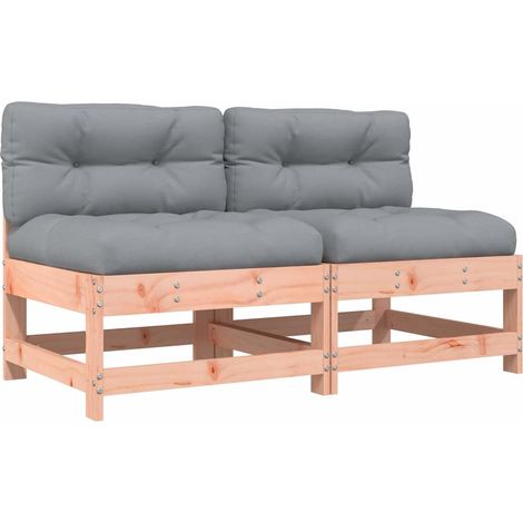Canapés centraux avec coussins 2 pcs Divan de jardin bois massif douglas (1/5)