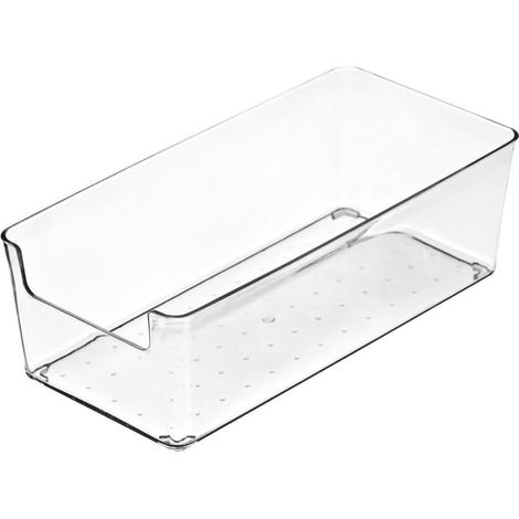 Boîte de rangement transparente pour tiroirs de cuisine, compartiments durables en plastique, rectangle petit format. (1/5)