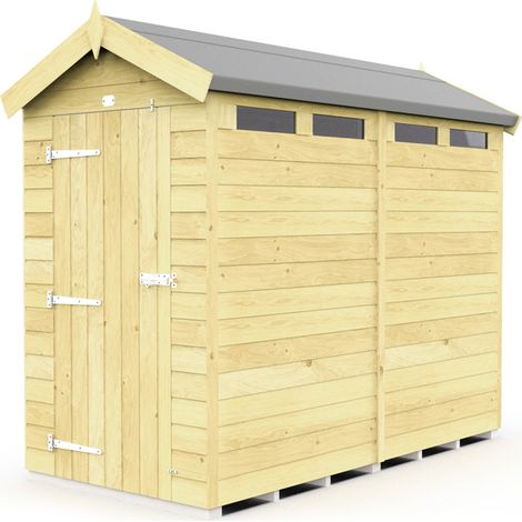 4 x 8 Feet Apex Security Shed - Single Door - Wood - L243 x W118 x H217 cm