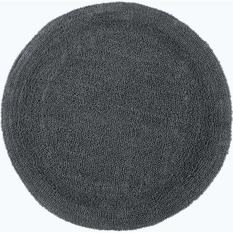 HOMESCAPES Luxury Reversible Round Bath Mat - Grey