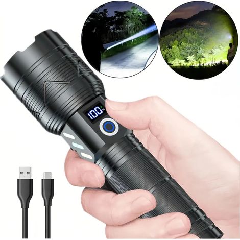 Taschenlampe, wiederaufladbare Campinglampe mit 5000 mAh Akku, LED-Handscheinwerfer mit 1500 Lumen, dimmbare 20-W-Handlampe (1/5)