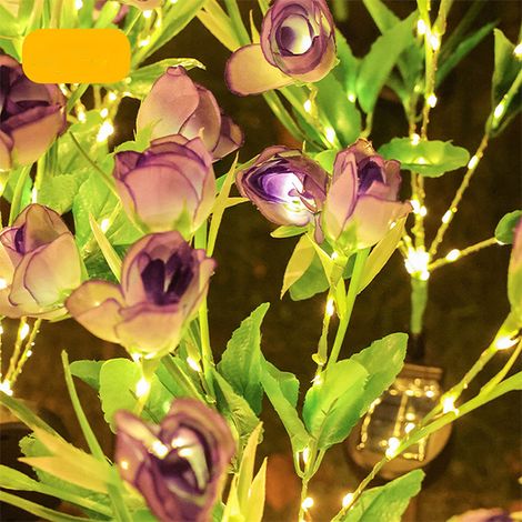 Lampe violette solaire à 7 têtes en forme de goutte de rosée, fleur simulée LED, lampe de pelouse de jardin, prise de terre, d'extérieur, 1 pièce (1/5)